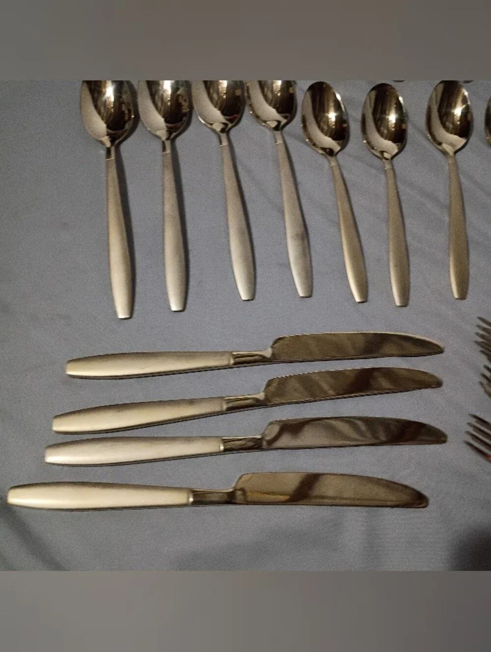 Gold Stainless Steel Flatware Set with White-Handled Kitchen Tools 27 Pieces